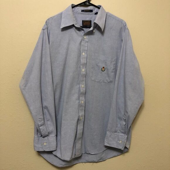 Chaps by Ralph Lauren Mens Light Blue Jean Color Longsleeve Shirt 17 34/35 - Picture 1 of 4